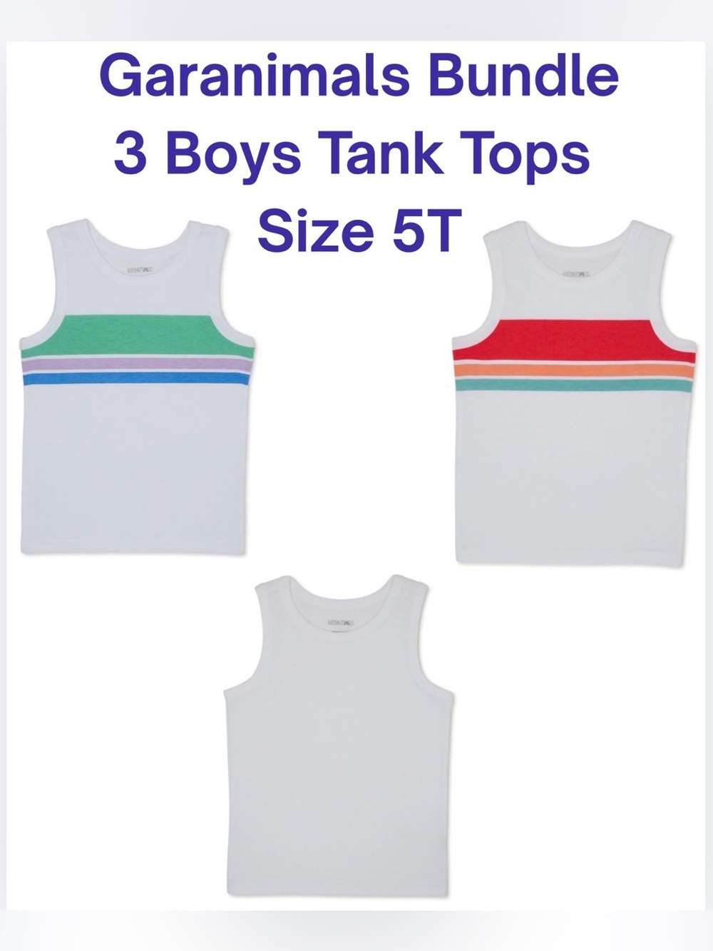 Garanimals Boys 3-Pc Tank Top Bundle 5T | Summer Striped Tops